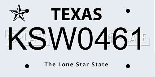 KSW0461 Texas License Plate