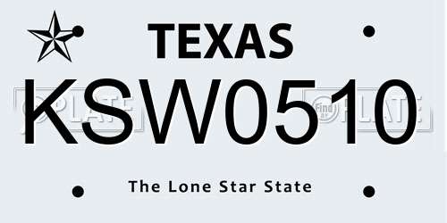 KSW0510 Texas License Plate