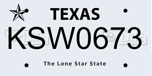 KSW0673 Texas License Plate