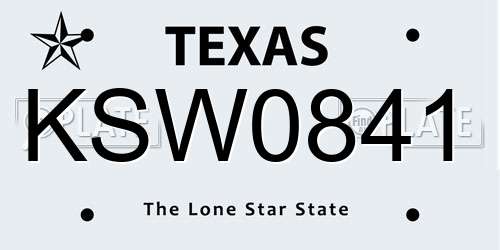 KSW0841 Texas License Plate