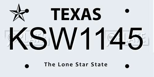 KSW1145 Texas License Plate