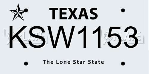 KSW1153 Texas License Plate