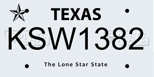 KSW1382 Texas License Plate