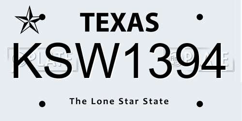 KSW1394 Texas License Plate