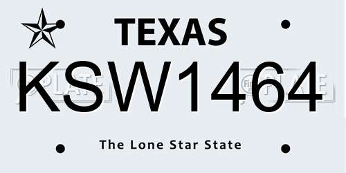 KSW1464 Texas License Plate