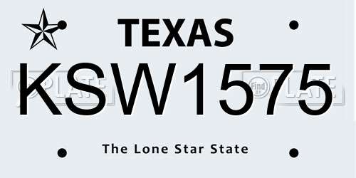 KSW1575 Texas License Plate