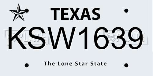 KSW1639 Texas License Plate