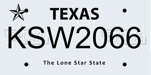 KSW2066 Texas License Plate