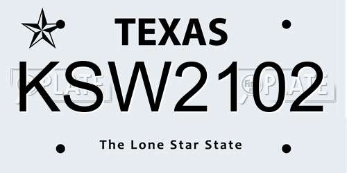 KSW2102 Texas License Plate