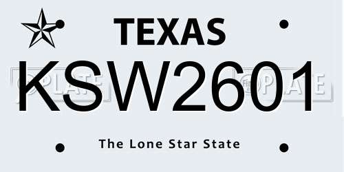 KSW2601 Texas License Plate