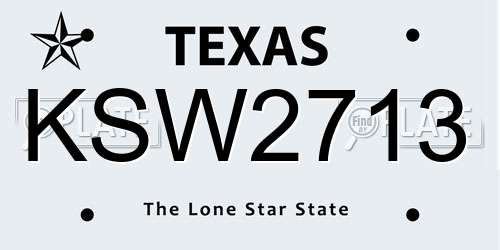 KSW2713 Texas License Plate