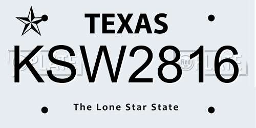 KSW2816 Texas License Plate