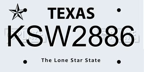 KSW2886 Texas License Plate