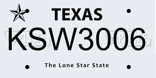 KSW3006 Texas License Plate