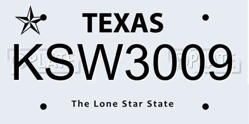 KSW3009 Texas License Plate