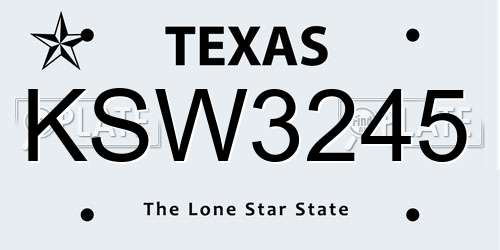 KSW3245 Texas License Plate