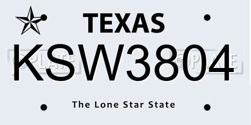 KSW3804 Texas License Plate