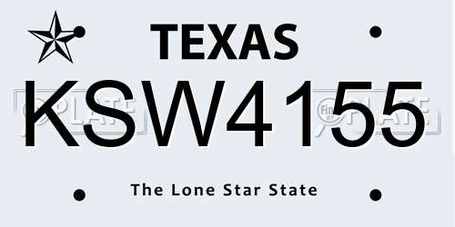 KSW4155 Texas License Plate