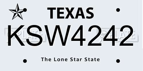 KSW4242 Texas License Plate