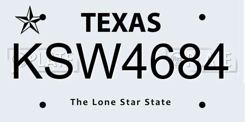 KSW4684 Texas License Plate