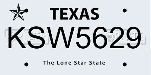 KSW5629 Texas License Plate