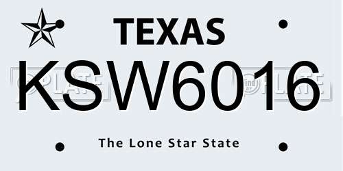 KSW6016 Texas License Plate