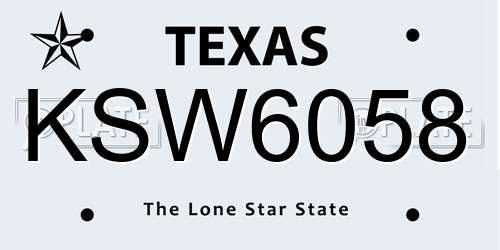 KSW6058 Texas License Plate