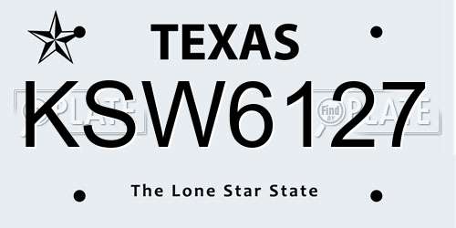 KSW6127 Texas License Plate
