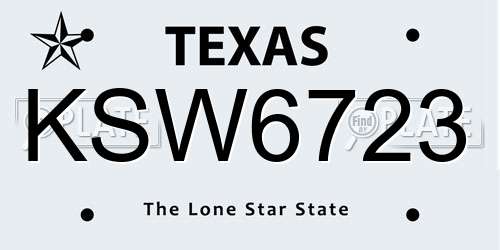 KSW6723 Texas License Plate