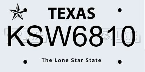 KSW6810 Texas License Plate