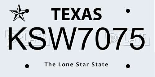 KSW7075 Texas License Plate