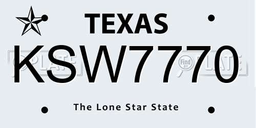 KSW7770 Texas License Plate