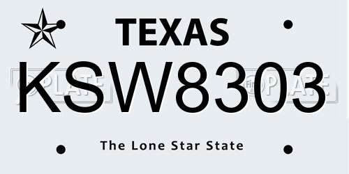 KSW8303 Texas License Plate