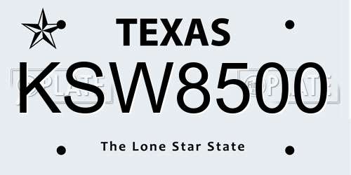 KSW8500 Texas License Plate