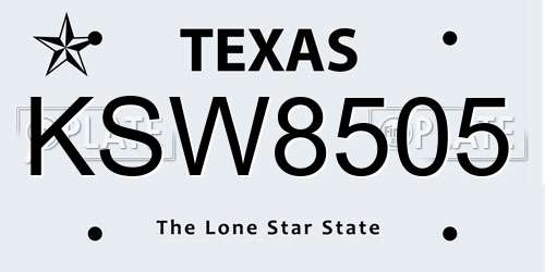 KSW8505 Texas License Plate