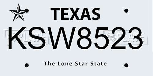 KSW8523 Texas License Plate