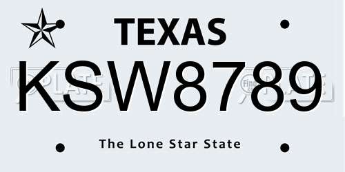 KSW8789 Texas License Plate