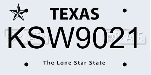 KSW9021 Texas License Plate