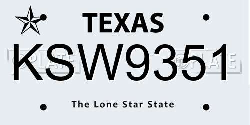 KSW9351 Texas License Plate