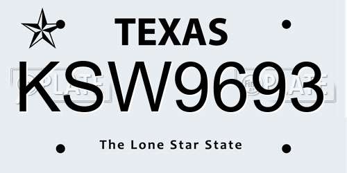 KSW9693 Texas License Plate