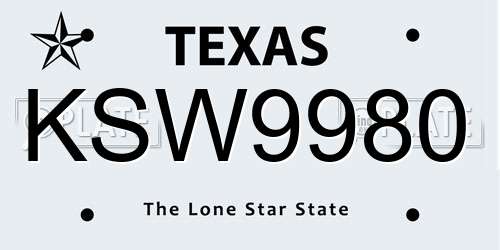 KSW9980 Texas License Plate