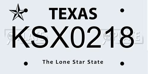 KSX0218 Texas License Plate