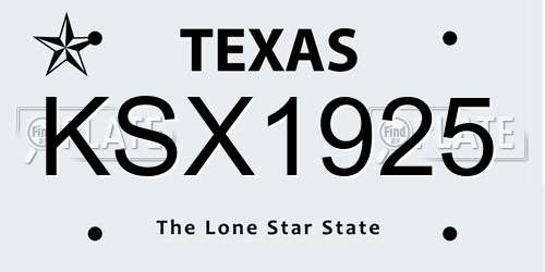 KSX1925 Texas License Plate