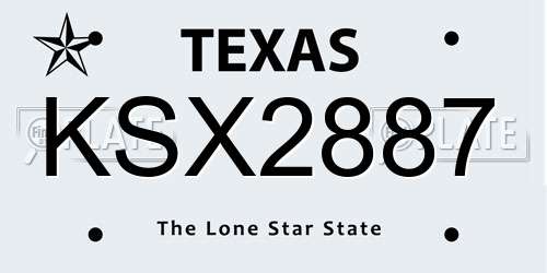 KSX2887 Texas License Plate