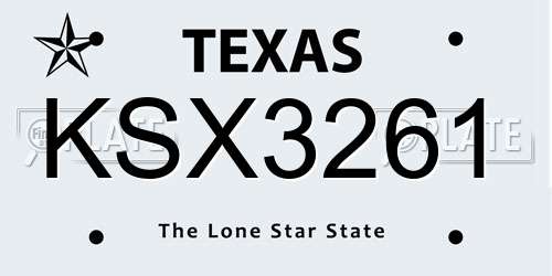 KSX3261 Texas License Plate