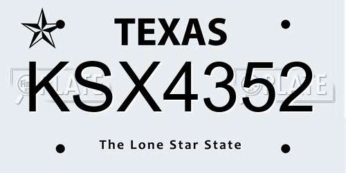 KSX4352 Texas License Plate