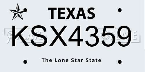 KSX4359 Texas License Plate