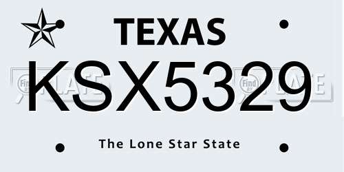 KSX5329 Texas License Plate