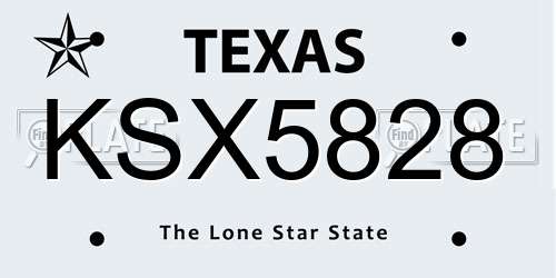 KSX5828 Texas License Plate