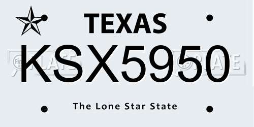 KSX5950 Texas License Plate